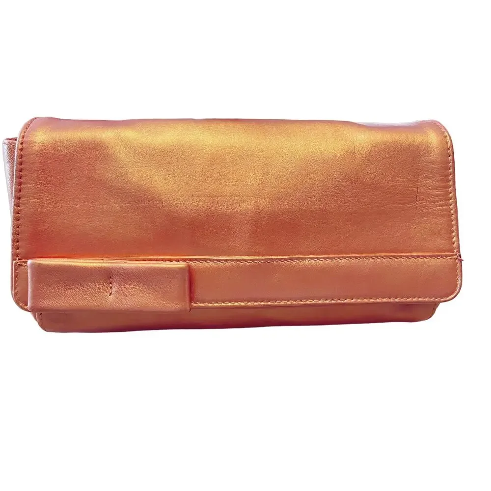 FURLA Refurbished Bag Leather Crossbody Detachable Strap Rose Gold Clutch Italy - Picture 9 of 16